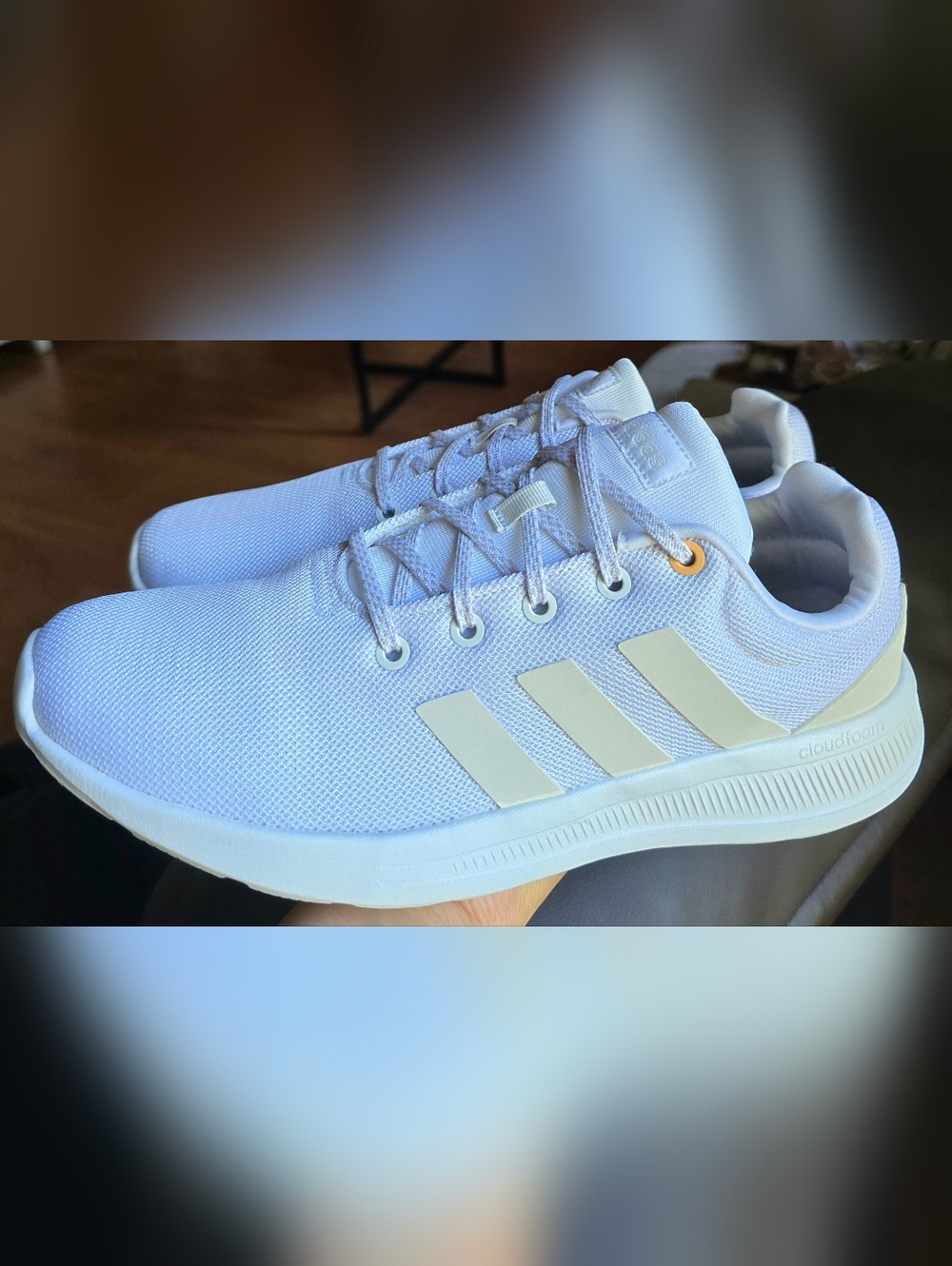 Sz 10 Women's ADIDAS RACER CLN 2.0 'Cloud White Acid Orange' Running Shoes